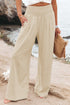 Smocked Wide Waistband High Waist Wide Leg Pants